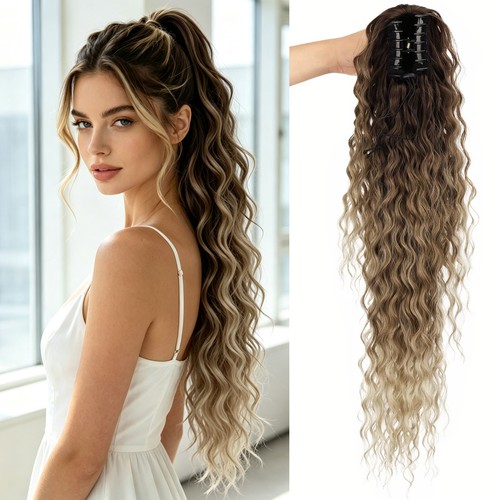 Loose wavy claw clip ponytail - wavy,
